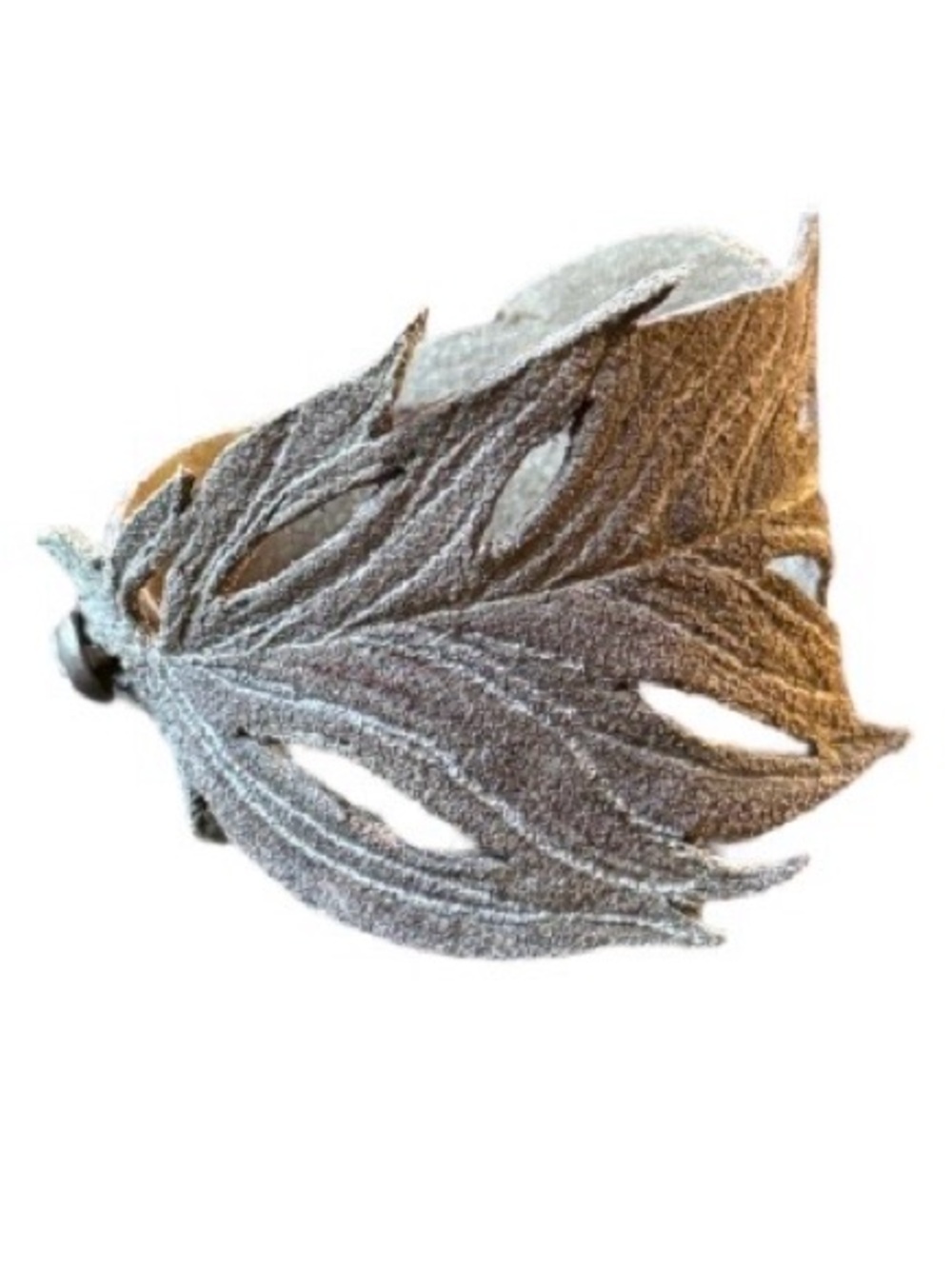 Handmade Genuine Leather Feather Cutout Cuff Bracelet - Taupe